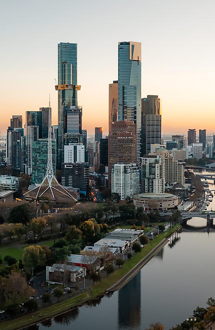 Modern city skyline at dusk